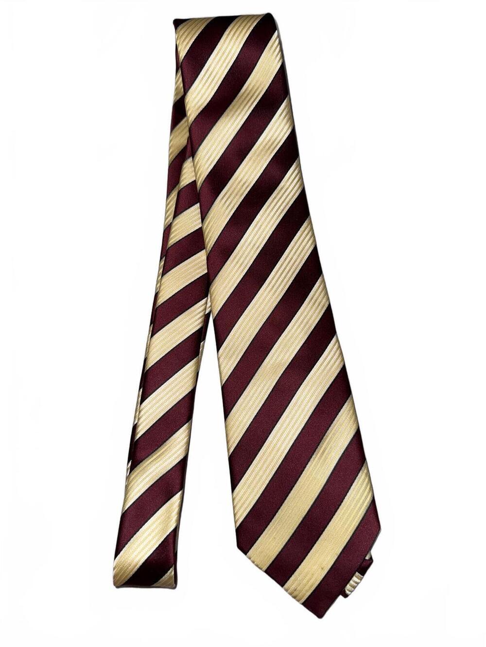 Brand Q Micro-Fiber Striped Tie Burgundy and Cream